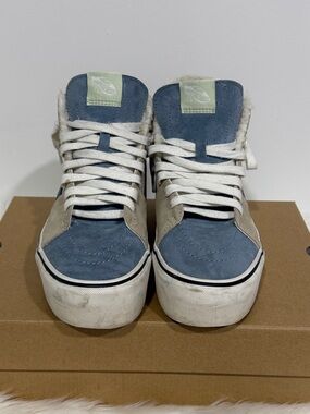 Vans Blue Beige High-Top Suede Sneakers